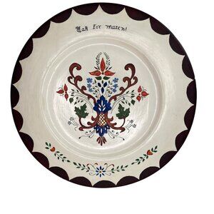 1949 Norwegian Rosemaling Hand Painted Folk Art Decorative Wooden 12" Plate